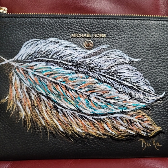 Original hand painted leather purse by artist Bu'ka - Picture 1 of 1